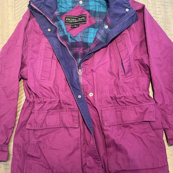 Vintage Pacific Trail Coat size small Purple Hooded Jacket Coat Lined Outerwear - Picture 3 of 5